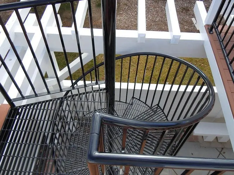 A view of a residential spiral staircase