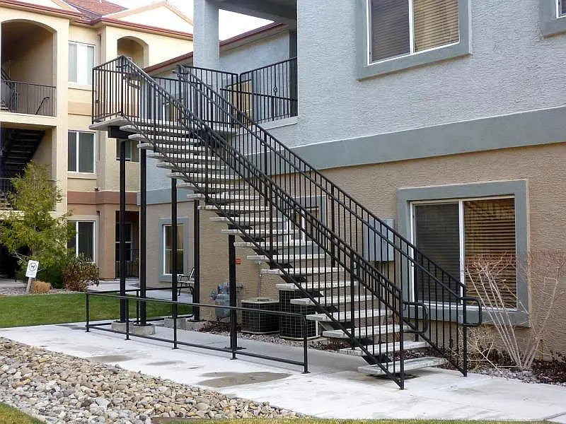 A view of an exterior staircase