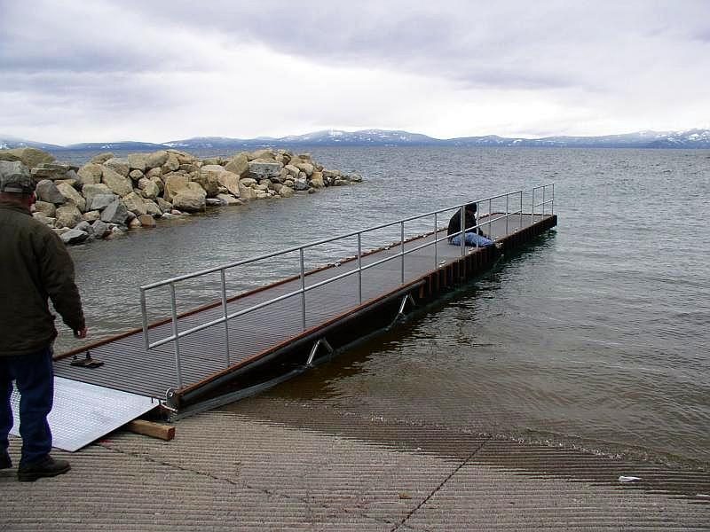 A railing of a dock