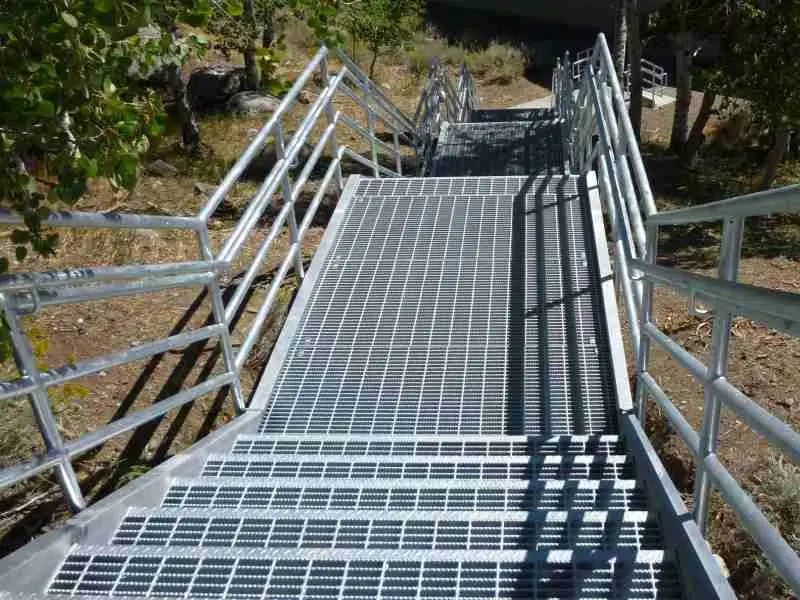 Metal stair treads and railings