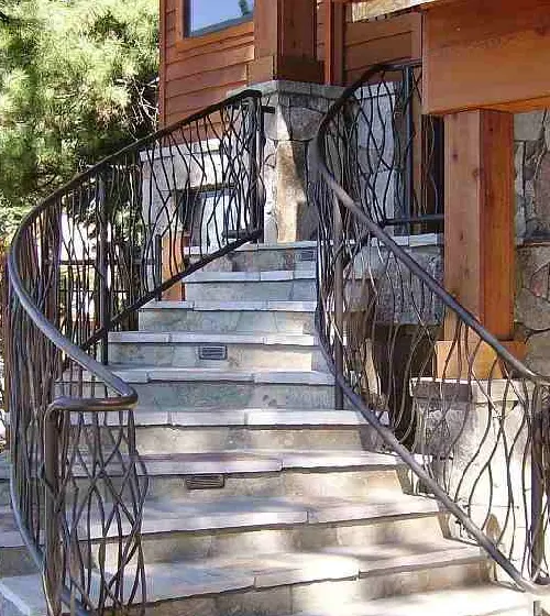A residential exterior staircase